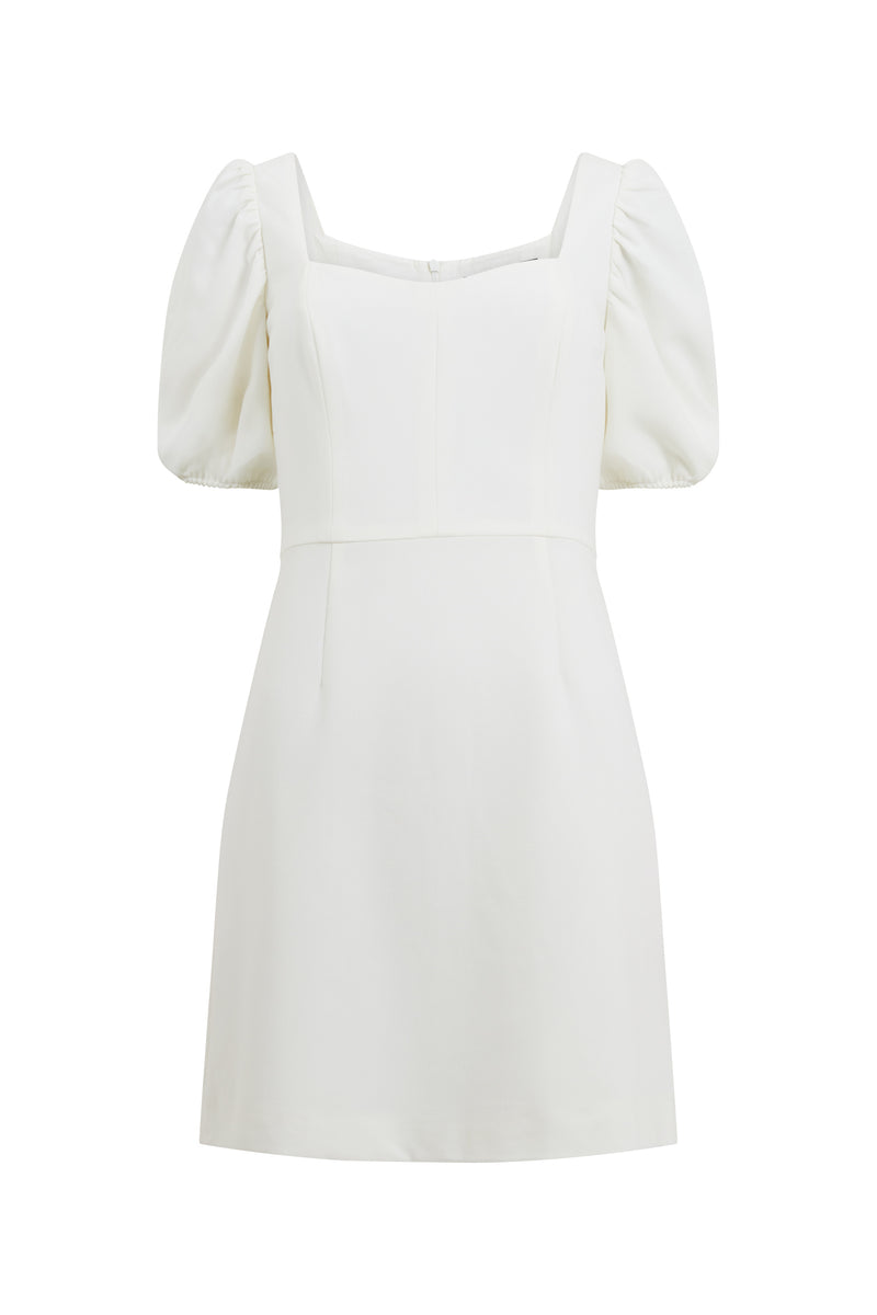 white puff sleeve dress